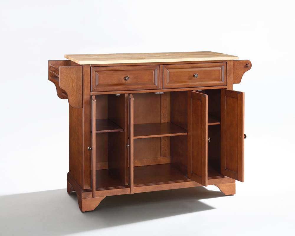 Crosley Furniture - LaFayette Natural Wood Top Kitchen Island in Classic Cherry Finish - KF30001BCH veiw 3