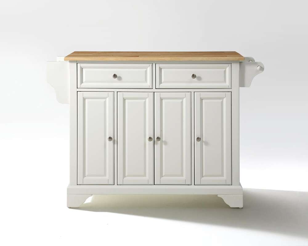 Crosley Furniture - LaFayette Natural Wood Top Kitchen Island in White Finish - KF30001BWH veiw 1