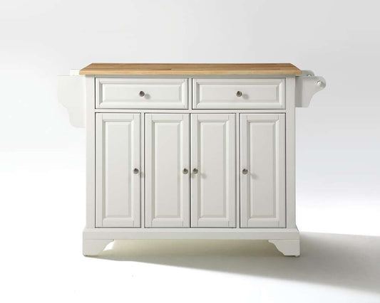 Crosley Furniture - LaFayette Natural Wood Top Kitchen Island in White Finish - KF30001BWH veiw 1