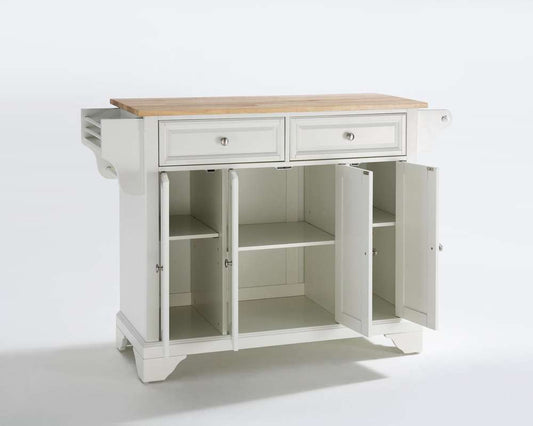 Crosley Furniture - LaFayette Natural Wood Top Kitchen Island in White Finish - KF30001BWH veiw 2