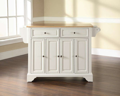 Crosley Furniture - LaFayette Natural Wood Top Kitchen Island in White Finish - KF30001BWH veiw 3