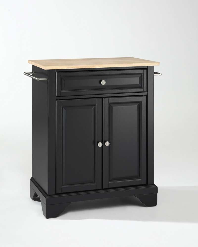 Crosley Furniture - LaFayette Natural Wood Top Portable Kitchen Island in Black Finish - KF30021BBK veiw 1
