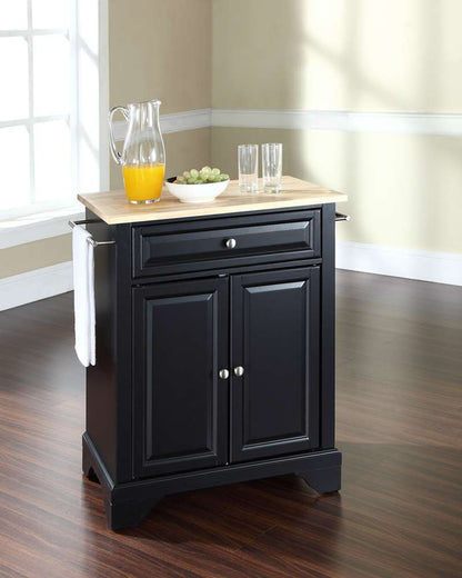 Crosley Furniture - LaFayette Natural Wood Top Portable Kitchen Island in Black Finish - KF30021BBK veiw 2