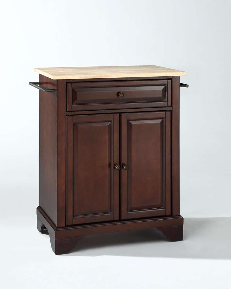 Crosley Furniture - LaFayette Natural Wood Top Portable Kitchen Island in Vintage Mahogany Finish - KF30021BMA veiw 1