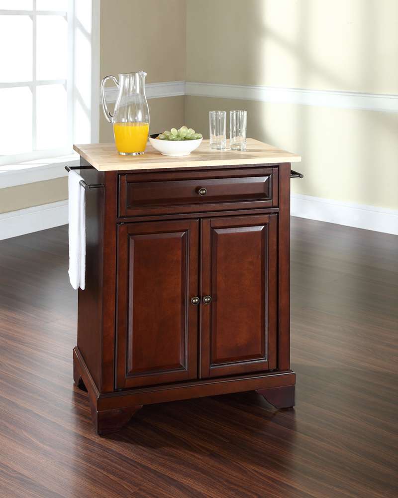 Crosley Furniture - LaFayette Natural Wood Top Portable Kitchen Island in Vintage Mahogany Finish - KF30021BMA veiw 2