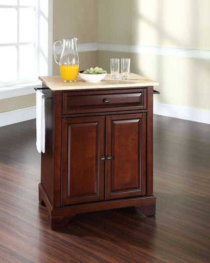 Crosley Furniture - LaFayette Natural Wood Top Portable Kitchen Island in Vintage Mahogany Finish - KF30021BMA veiw 2