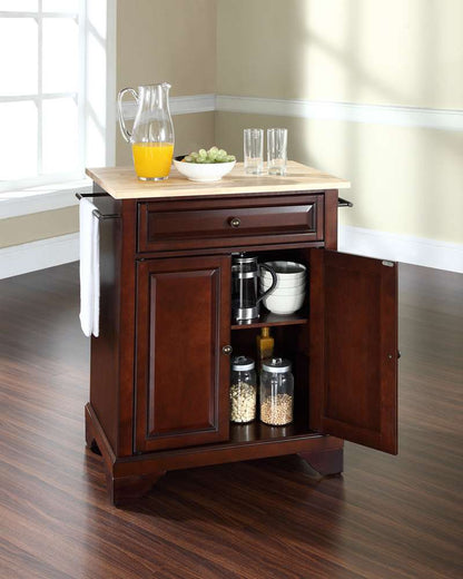 Crosley Furniture - LaFayette Natural Wood Top Portable Kitchen Island in Vintage Mahogany Finish - KF30021BMA veiw 3