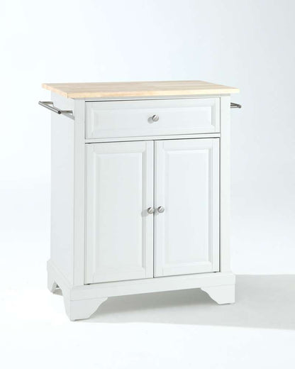 Crosley Furniture - LaFayette Natural Wood Top Portable Kitchen Island in White Finish - KF30021BWH view 1