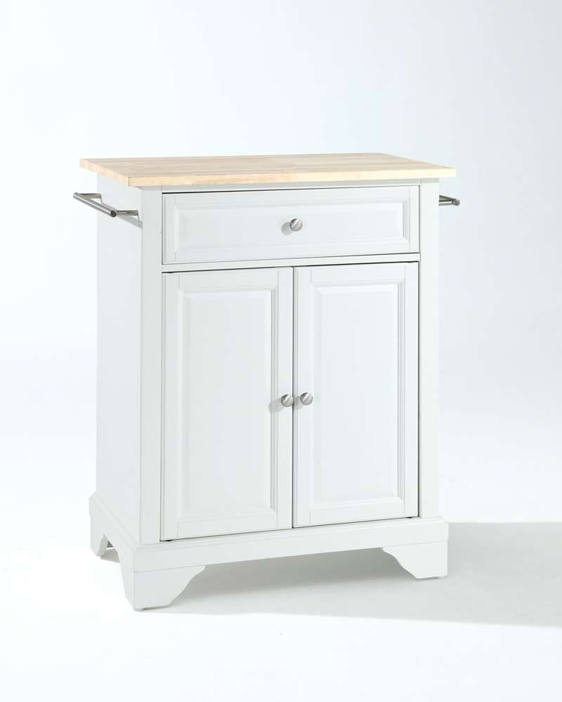 Crosley Furniture - LaFayette Natural Wood Top Portable Kitchen Island in White Finish - KF30021BWH veiw 1