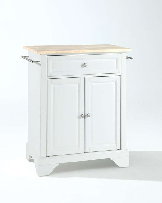 Crosley Furniture - LaFayette Natural Wood Top Portable Kitchen Island in White Finish - KF30021BWH veiw 1