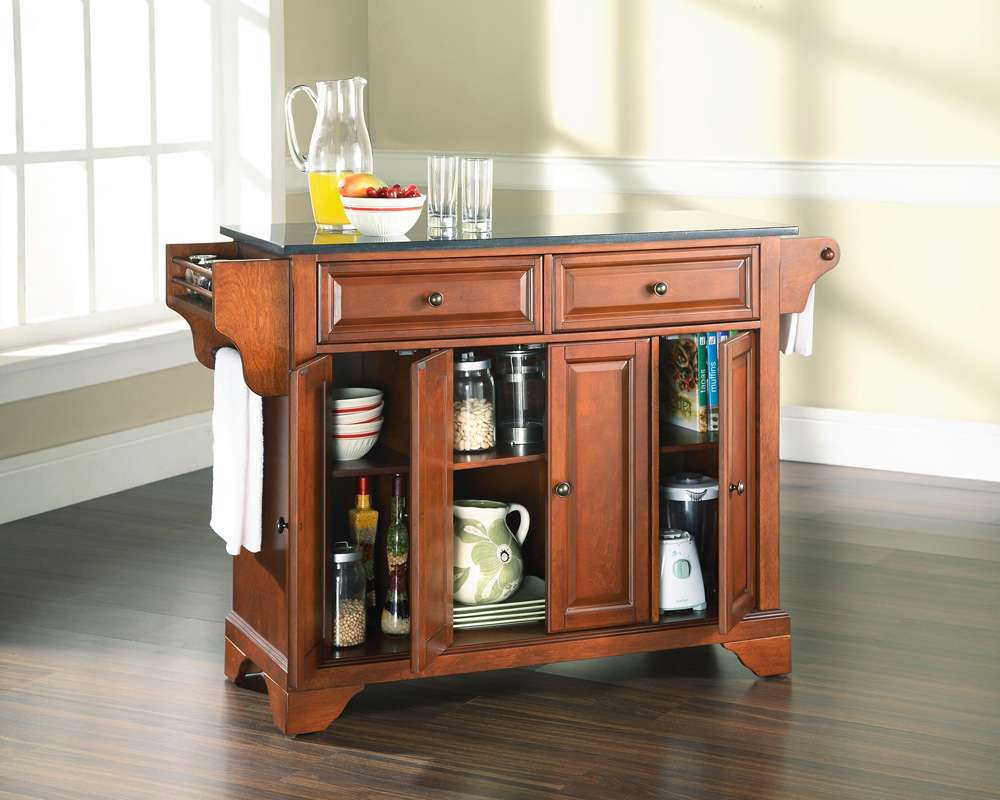 Crosley Furniture - LaFayette Solid Black Granite Top Kitchen Island in Classic Cherry Finish - KF30004BCH veiw 4