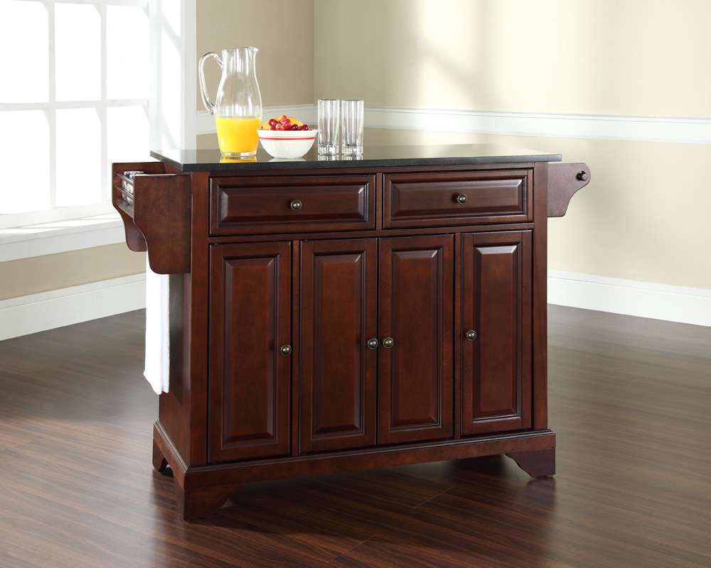 Crosley Furniture - LaFayette Solid Black Granite Top Kitchen Island in Vintage Mahogany Finish - KF30004BMA veiw 2