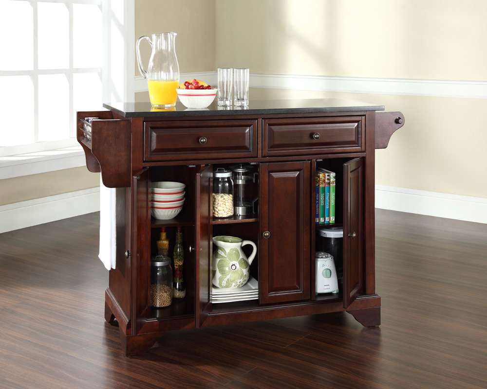 Crosley Furniture - LaFayette Solid Black Granite Top Kitchen Island in Vintage Mahogany Finish - KF30004BMA veiw 3