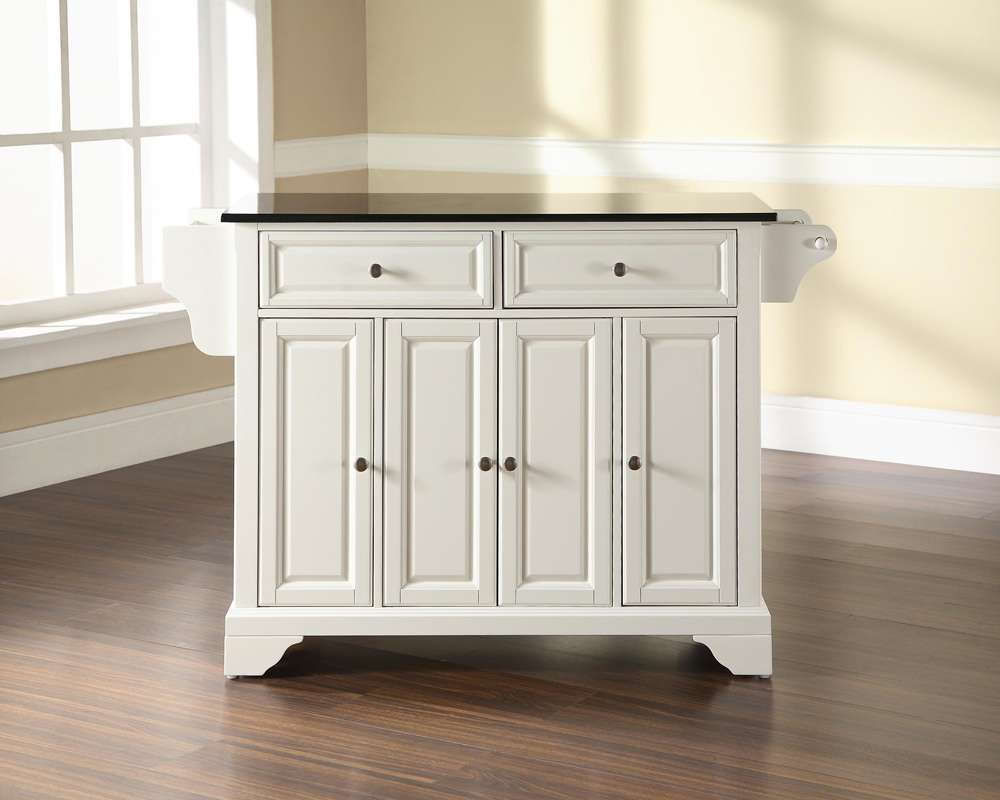 Crosley Furniture - LaFayette Solid Black Granite Top Kitchen Island in White Finish - KF30004BWH veiw 3