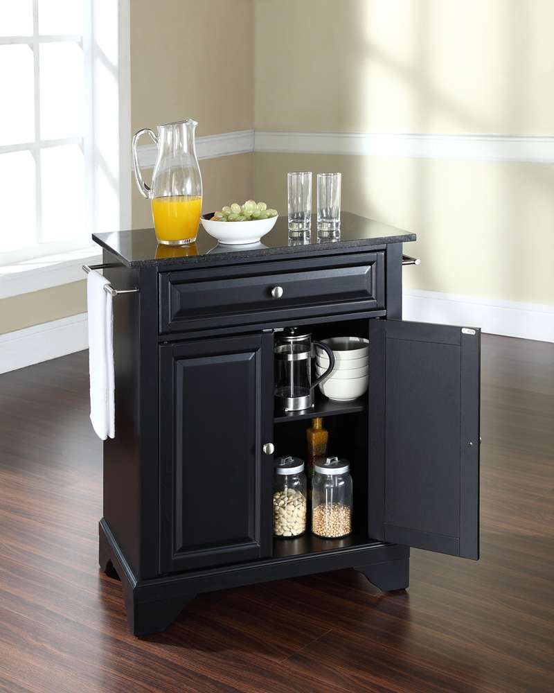 Crosley Furniture - LaFayette Solid Black Granite Top Portable Kitchen Island in Black Finish - KF30024BBK veiw 3