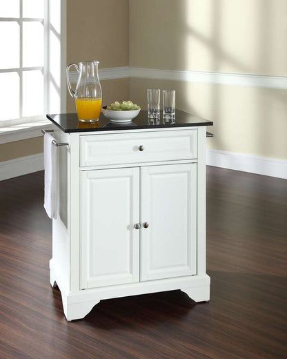 Crosley Furniture - LaFayette Solid Black Granite Top Portable Kitchen Island in White Finish - KF30024BWH veiw 2