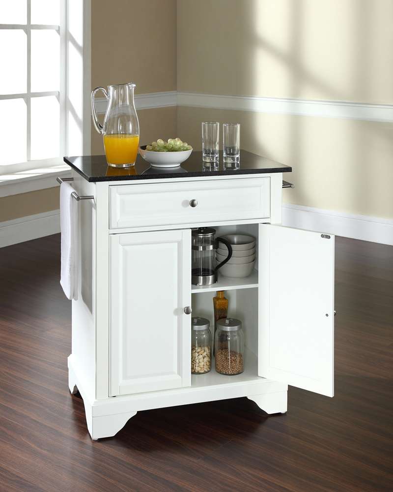 Crosley Furniture - LaFayette Solid Black Granite Top Portable Kitchen Island in White Finish - KF30024BWH veiw 3