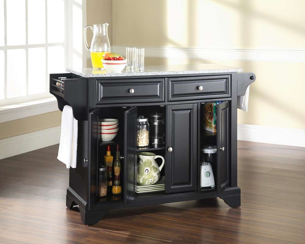 Crosley Furniture - LaFayette Solid Granite Top Kitchen Island in Black Finish - KF30003BBK veiw 4