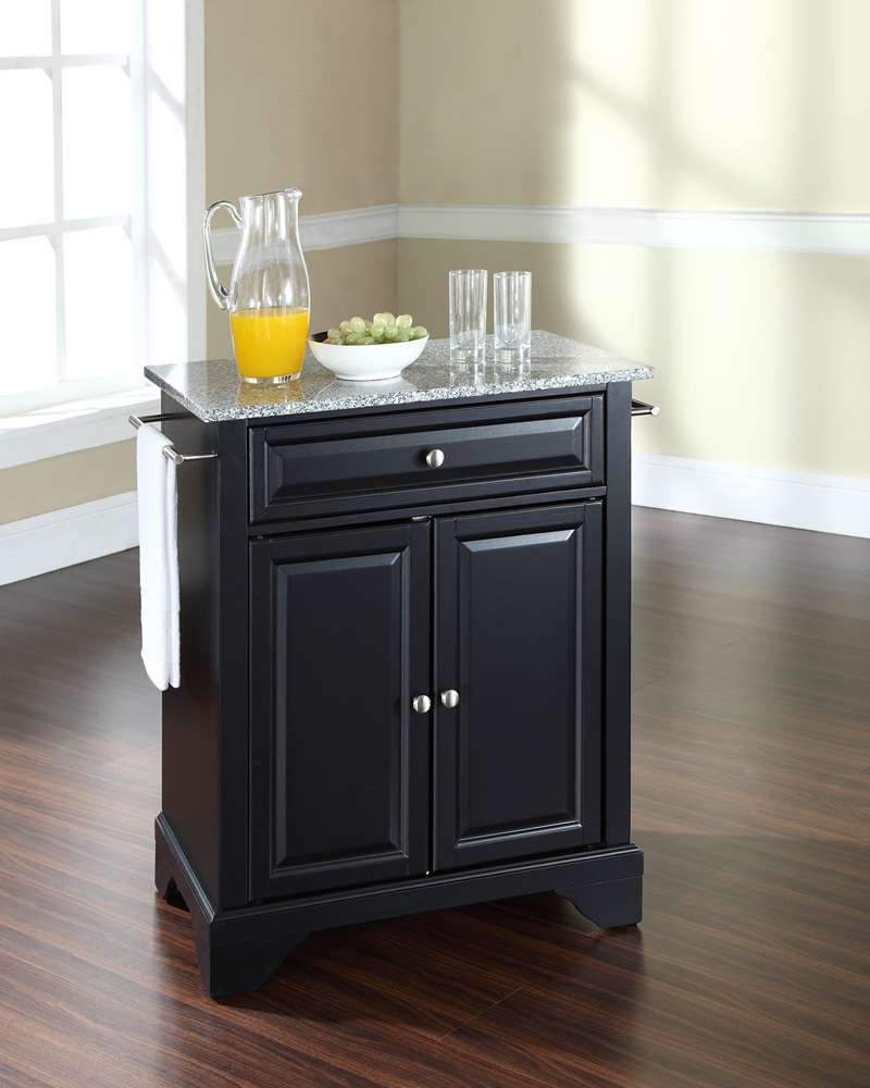 Crosley Furniture - LaFayette Solid Granite Top Portable Kitchen Island in Black Finish - KF30023BBK veiw 2