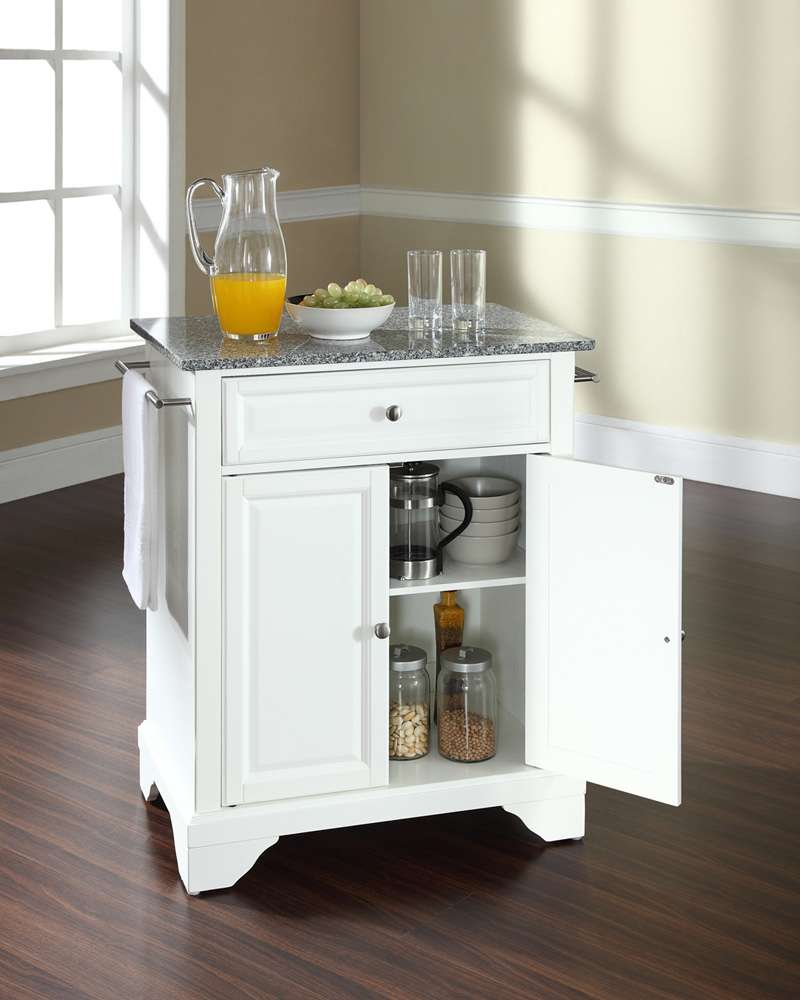 Crosley Furniture - LaFayette Solid Granite Top Portable Kitchen Island in White Finish - KF30023BWH veiw 3