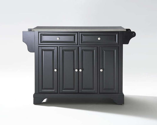 Crosley Furniture - LaFayette Stainless Steel Top Kitchen Island in Black Finish - KF30002BBK veiw 1