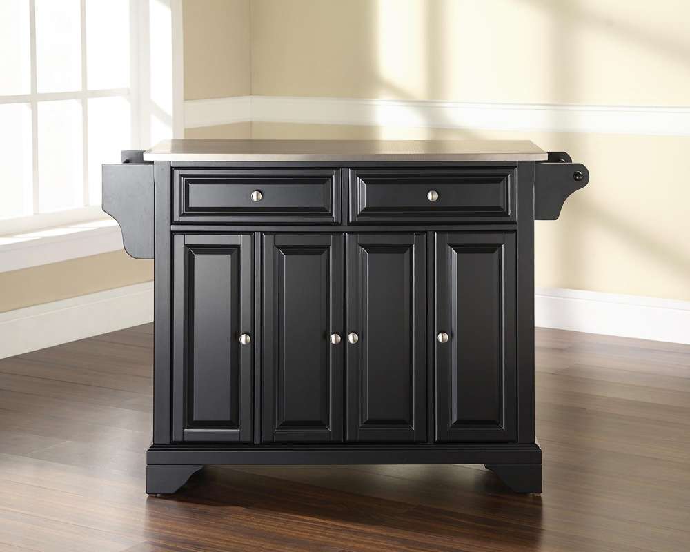 Crosley Furniture - LaFayette Stainless Steel Top Kitchen Island in Black Finish - KF30002BBK veiw 2