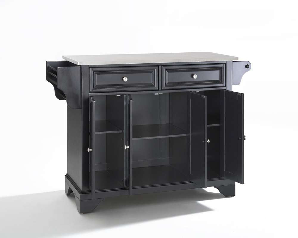 Crosley Furniture - LaFayette Stainless Steel Top Kitchen Island in Black Finish - KF30002BBK veiw 3