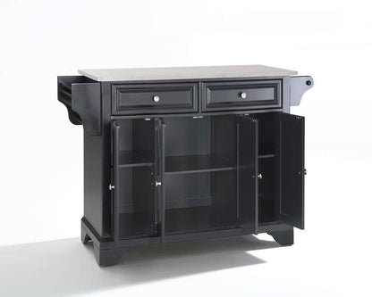 Crosley Furniture - LaFayette Stainless Steel Top Kitchen Island in Black Finish - KF30002BBK veiw 3