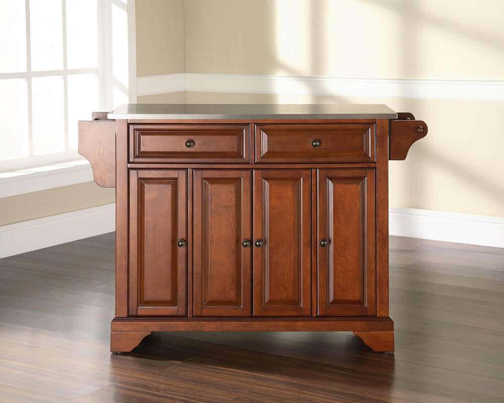 Crosley Furniture - LaFayette Stainless Steel Top Kitchen Island in Classic Cherry Finish - KF30002BCH veiw 3