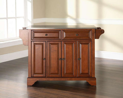 Crosley Furniture - LaFayette Stainless Steel Top Kitchen Island in Classic Cherry Finish - KF30002BCH veiw 3