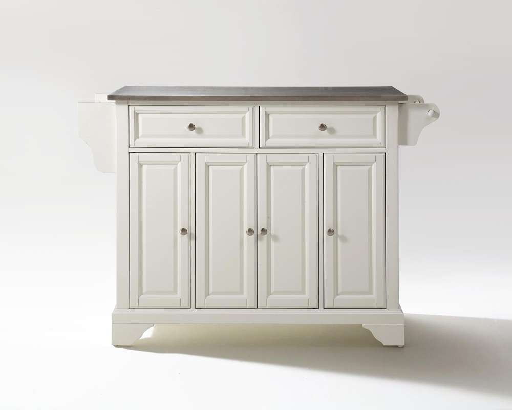 Crosley Furniture - LaFayette Stainless Steel Top Kitchen Island in White Finish - KF30002BWH veiw 1