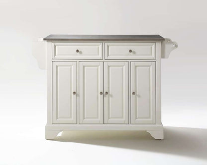 Crosley Furniture - LaFayette Stainless Steel Top Kitchen Island in White Finish - KF30002BWH veiw 1