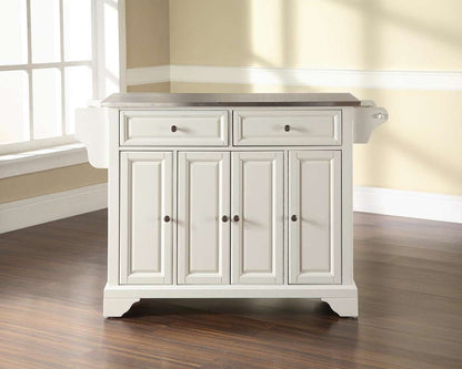 Crosley Furniture - LaFayette Stainless Steel Top Kitchen Island in White Finish - KF30002BWH veiw 2