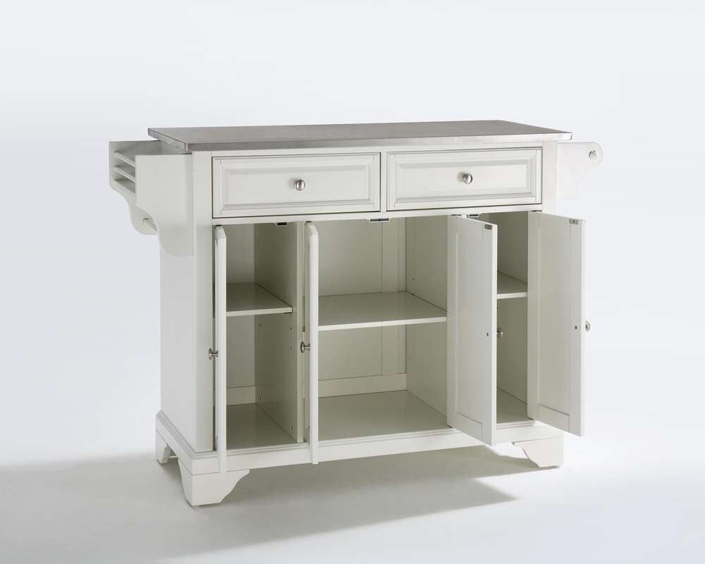 Crosley Furniture - LaFayette Stainless Steel Top Kitchen Island in White Finish - KF30002BWH veiw 3