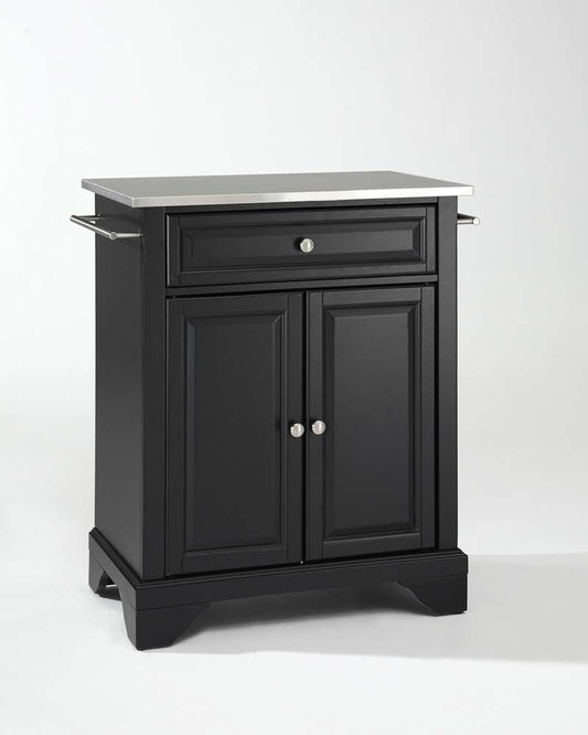 Crosley Furniture - LaFayette Stainless Steel Top Portable Kitchen Island in Black Finish - KF30022BBK veiw 1