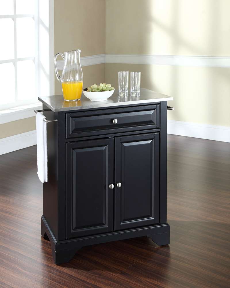 Crosley Furniture - LaFayette Stainless Steel Top Portable Kitchen Island in Black Finish - KF30022BBK veiw 2