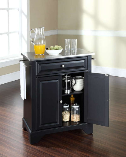 Crosley Furniture - LaFayette Stainless Steel Top Portable Kitchen Island in Black Finish - KF30022BBK veiw 3