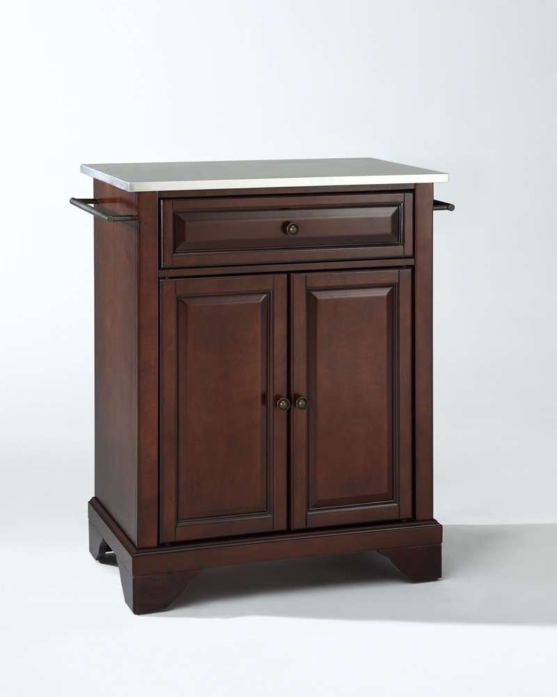 Crosley Furniture - LaFayette Stainless Steel Top Portable Kitchen Island in Vintage Mahogany Finish - KF30022BMA veiw 1
