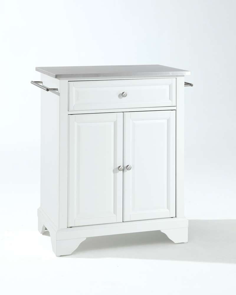 Crosley Furniture - LaFayette Stainless Steel Top Portable Kitchen Island in White Finish - KF30022BWH view 1