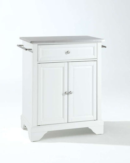 Crosley Furniture - LaFayette Stainless Steel Top Portable Kitchen Island in White Finish - KF30022BWH view 1