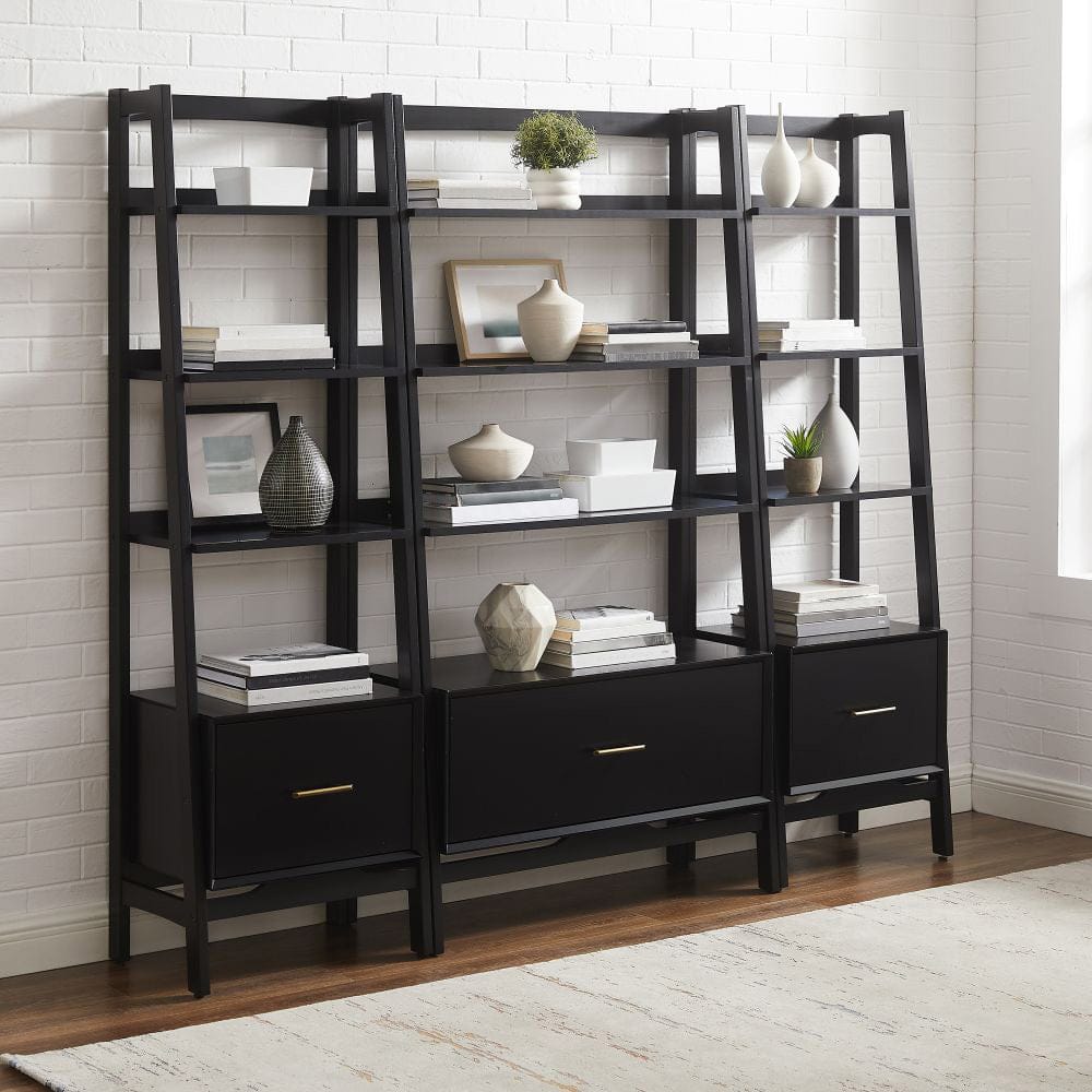 Crosley Furniture - Landon 3-Piece Etagere Bookcase Set - Large Etagere & 2 Small Etageres - KF13040MB view 7