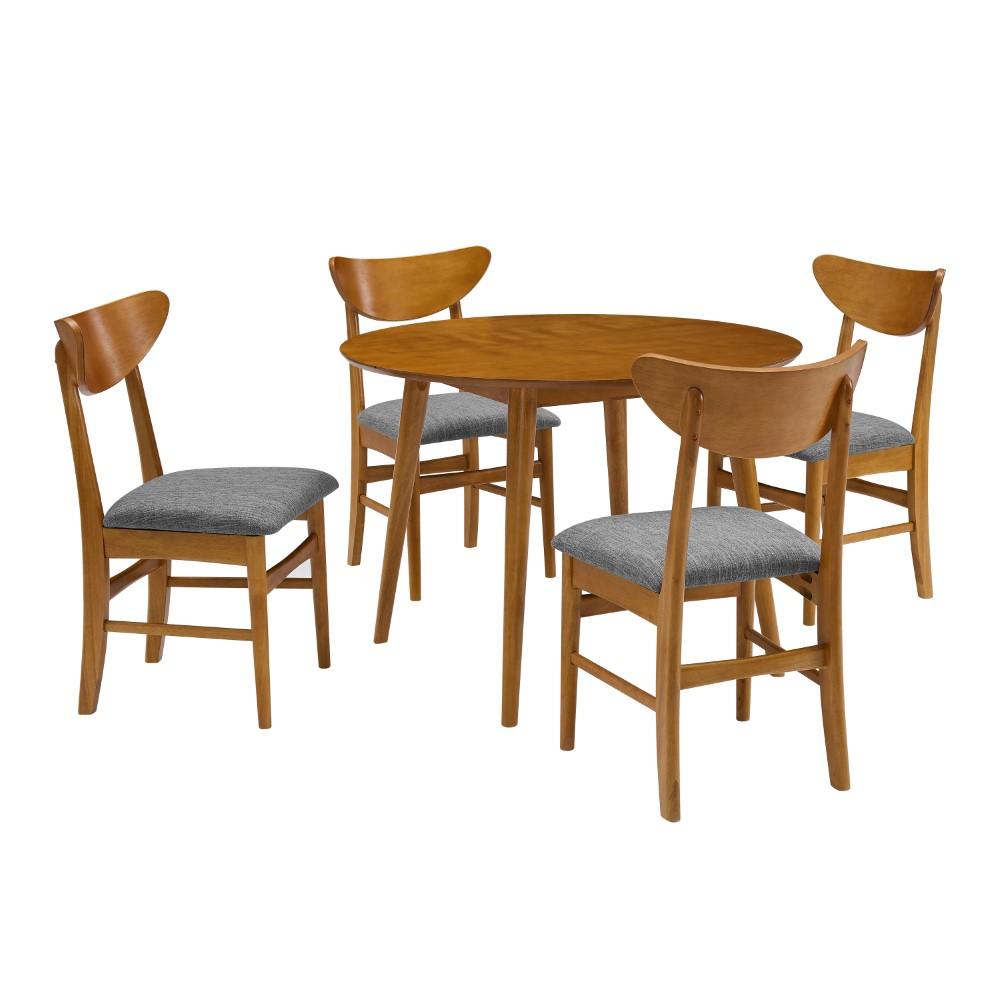 Crosley Furniture - Landon 5 Piece Round Dining Set Acorn - Table & 4 Wood Back Chairs - KF13044AC view 4