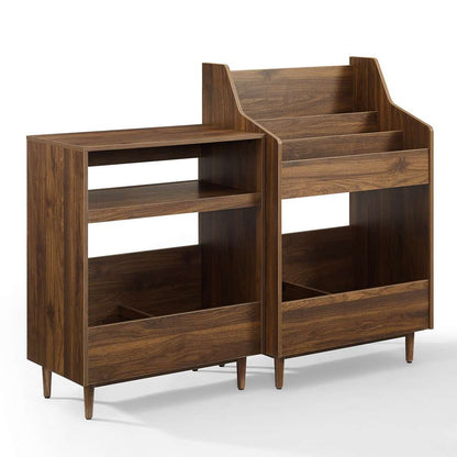 Crosley Furniture - Liam 2Pc Record Player Stand And Vinyl Storage Set Walnut - Record Player Stand & Record Storage Stand - KF13123WA veiw 1