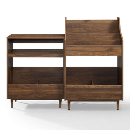 Crosley Furniture - Liam 2Pc Record Player Stand And Vinyl Storage Set Walnut - Record Player Stand & Record Storage Stand - KF13123WA veiw 6