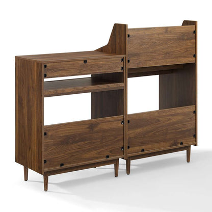 Crosley Furniture - Liam 2Pc Record Player Stand And Vinyl Storage Set Walnut - Record Player Stand & Record Storage Stand - KF13123WA veiw 7