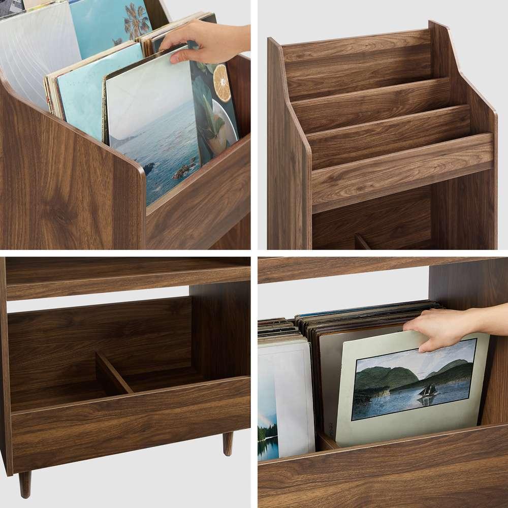 Crosley Furniture - Liam 2Pc Record Player Stand And Vinyl Storage Set Walnut - Record Player Stand & Record Storage Stand - KF13123WA veiw 8