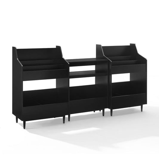 Crosley Furniture - Liam 3-Piece Record Player Stand And Vinyl Storage Set - Record Player Stand & 2 Record Storage Stands - KF13124BK view 1