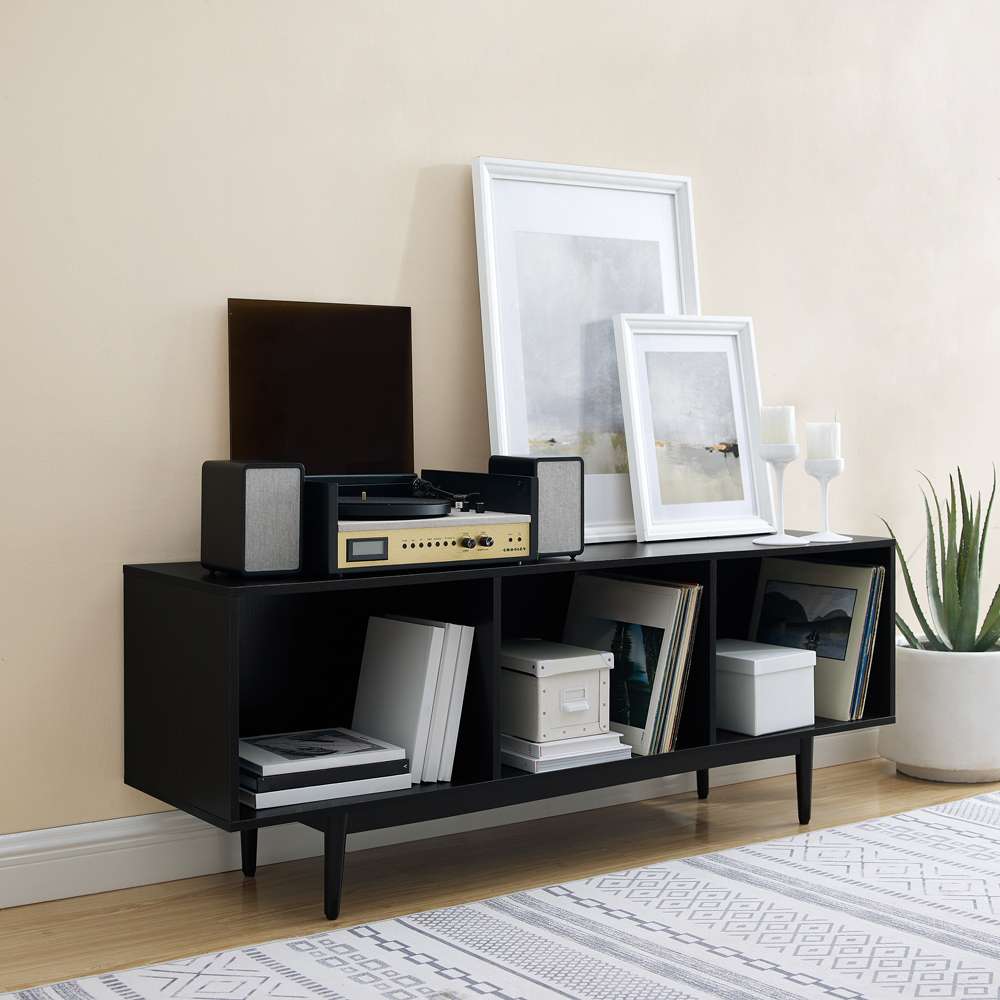 Crosley Furniture - Liam Large Record Storage Console Cabinet Black - CF1115-BK veiw 1