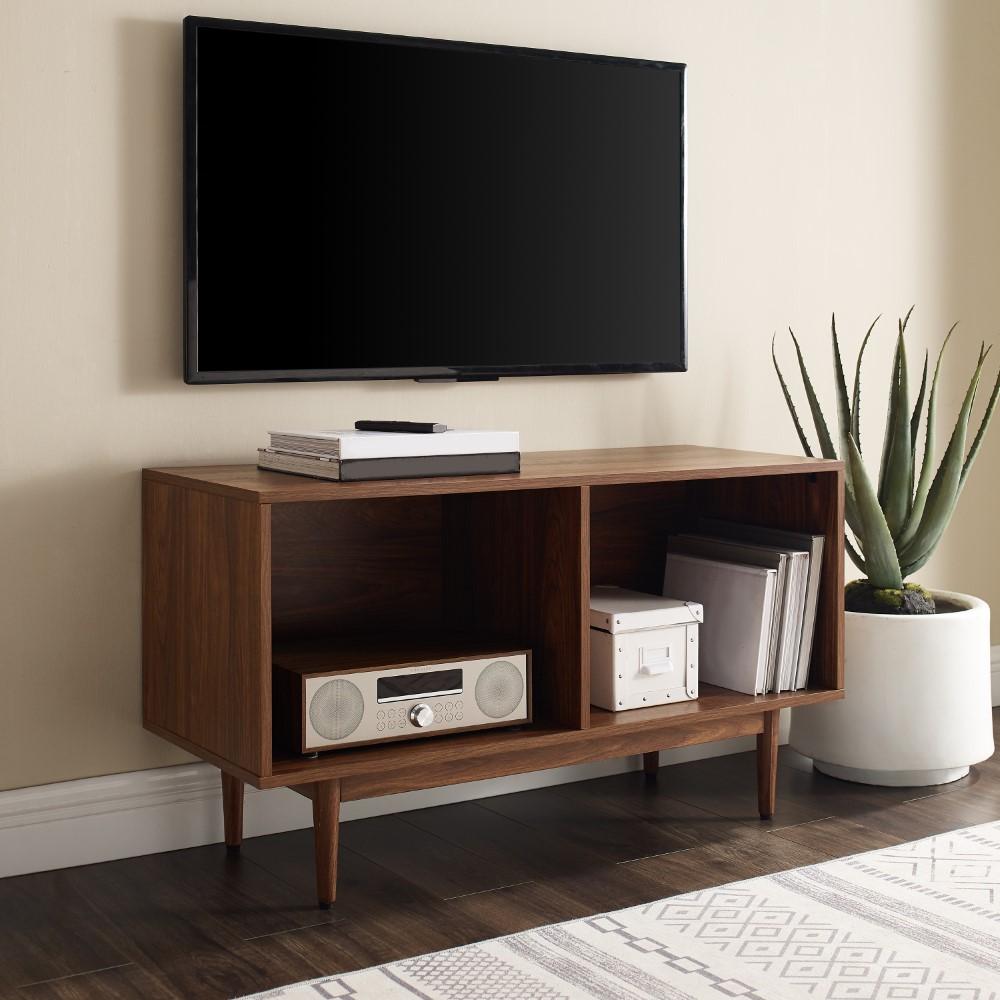 Crosley Furniture - Liam Medium Record Storage Console Cabinet Walnut - CF1116-WA veiw 6