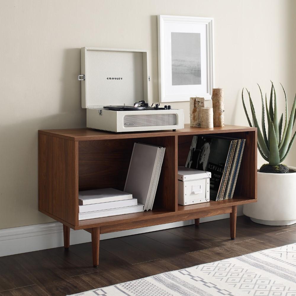 Crosley Furniture - Liam Medium Record Storage Console Cabinet Walnut - CF1116-WA veiw 7